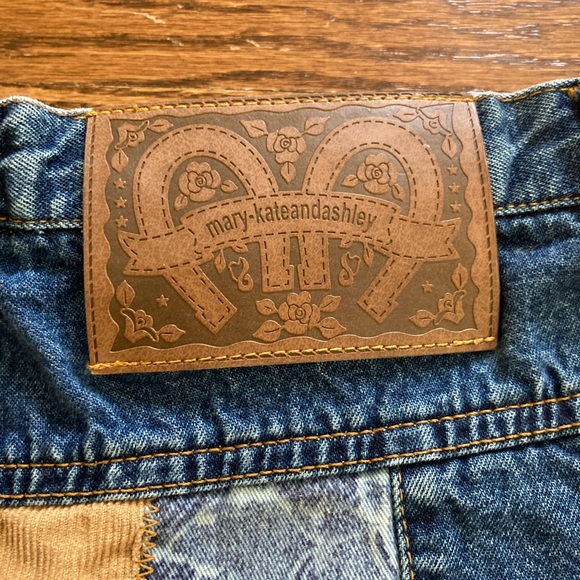 Vintage 90s 00s Y2K patchwork lace cord suede denim skirt Mary-Kate and Ashley - Picture 4 of 6